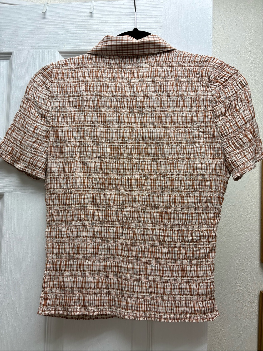 J. Crew Short-Sleeve Button-Up Shirt in Brown and Cream Plaid - Picture 3 of 3